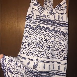 Romper with navy blue tribal print